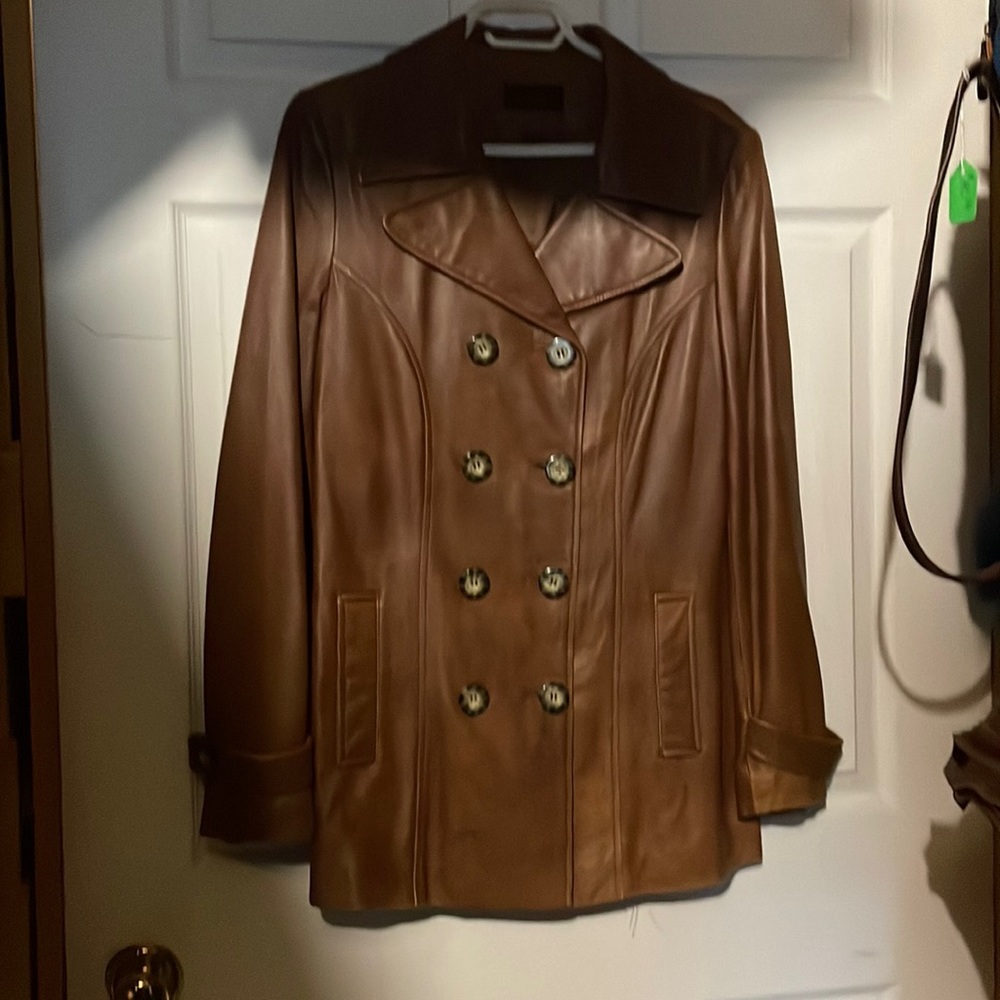 Danier soft distressed brown leather jacket